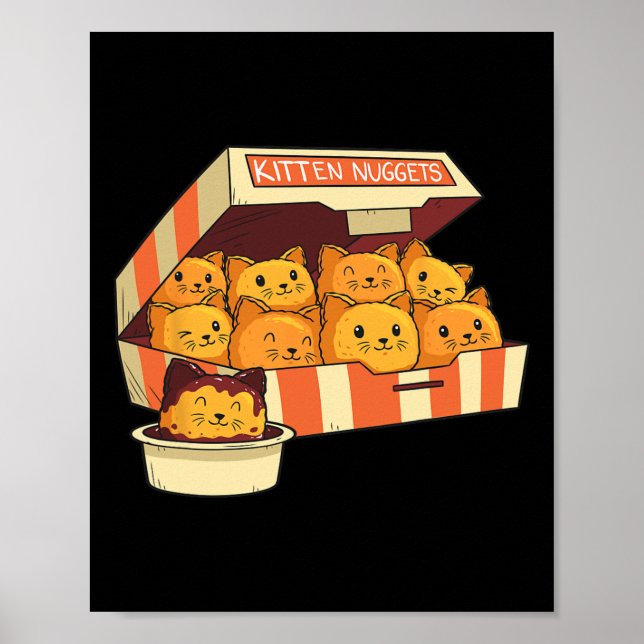 Kitten Nuggets Funny Cats And Chicken Nuggets Love Poster (Front)