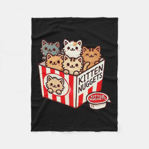 Kitten Nuggets Funny Cute Food Pun Cat Lover Chick Fleece Blanket
