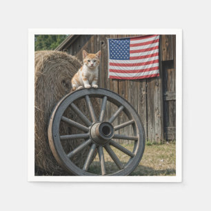 Kitten On an Old Wagon Wheel Napkin