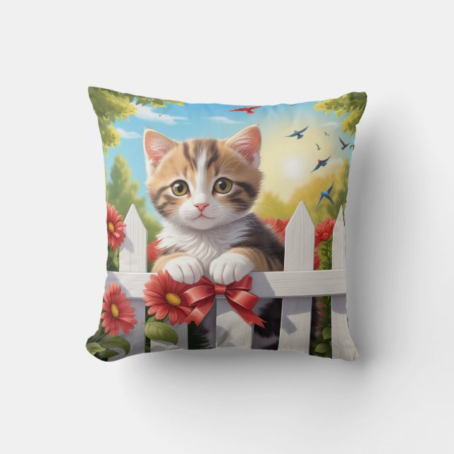 Kitten on the fence cushion (Front)