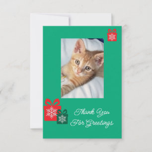 Kitten Orange Photo Text Customise Thank You Card