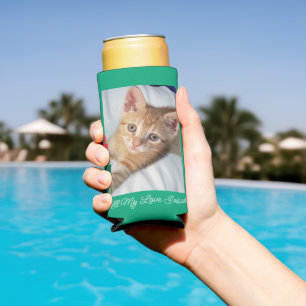 Kitten Orange Photo Text Customize Seltzer Can Cooler