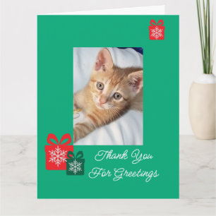 Kitten Orange Photo Text Customize Thank You Card