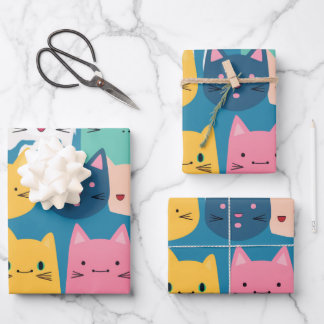 Kitten Pattern, Colourful Wrapping Paper