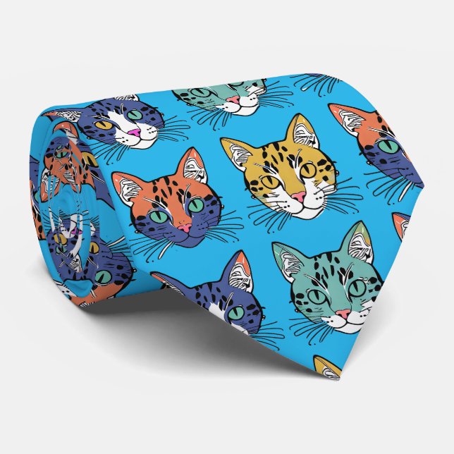 Kitten Pattern Neck Tie (Rolled)