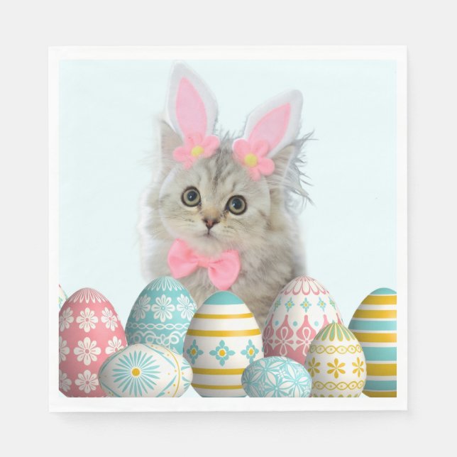 Kitten Photo Bunny Ears  Napkin (Front)