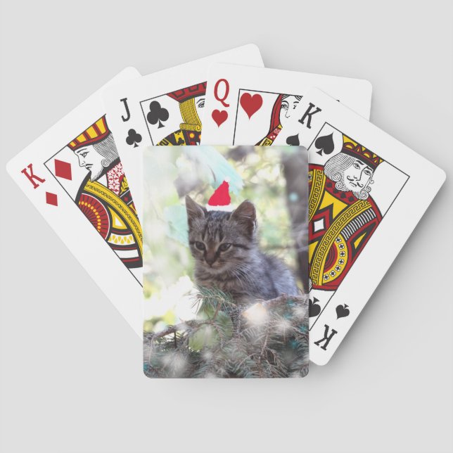 Kitten Photo  Christmas time Classic Playing Cards (Back)