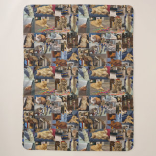 Kitten Photo Collage, Large Sherpa Blanket