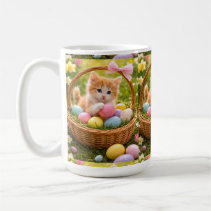 Kitten Photo Easter Eggs Pattern Coffee Mug
