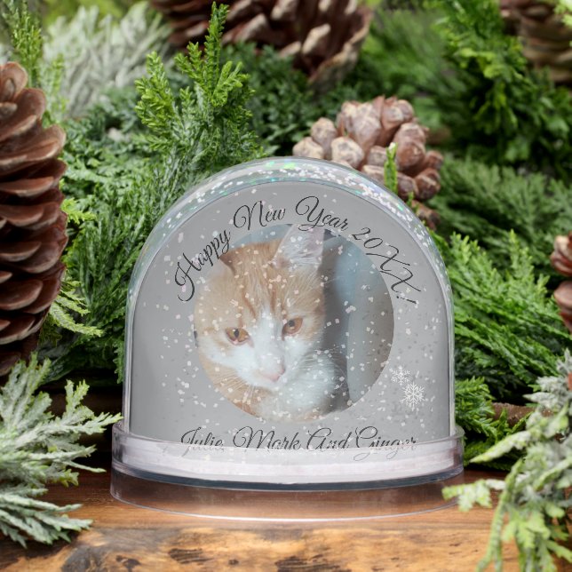 Kitten Photo Text Name,  Replace, Front And Back Snowglobe (Winter)