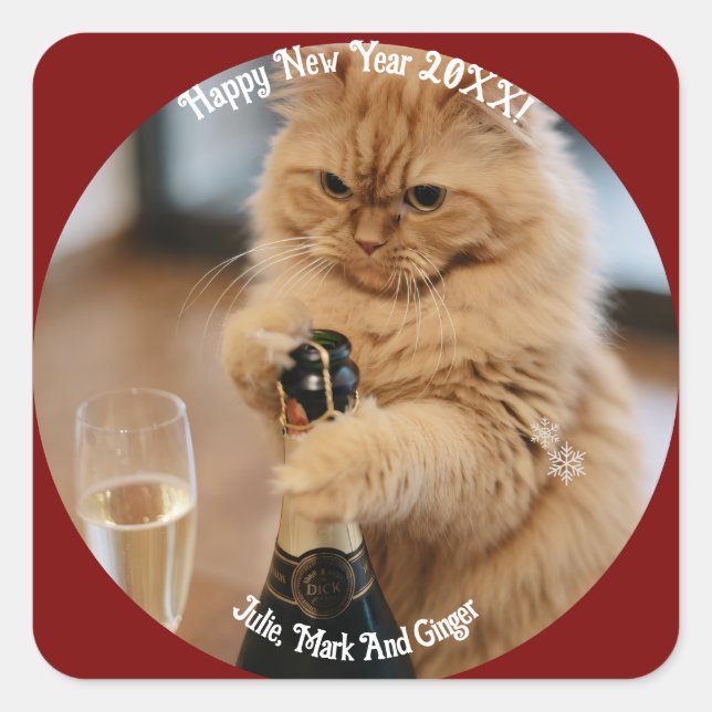 Kitten Photo Text Name,  Replace, Personalized Square Sticker (Front)