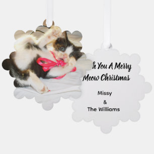 Kitten Photo Text Ornament, Snowflake, Customise, Tree Decoration Card