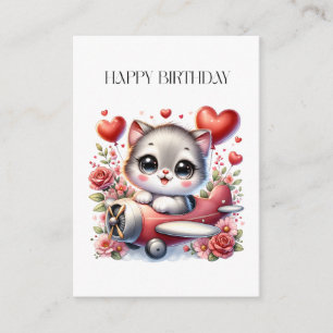 Kitten Pilot Birthday Enclosure Card
