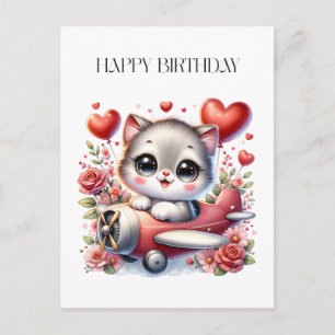 Kitten Pilot Birthday Holiday Postcard