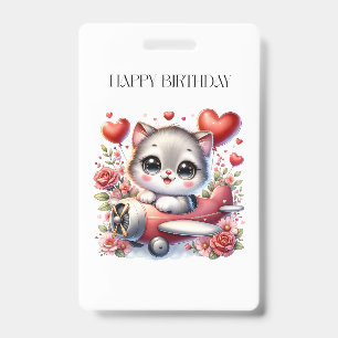Kitten Pilot Birthday ID Badge