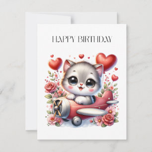 Kitten Pilot Birthday Invitation