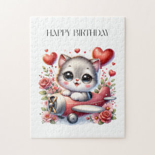 Kitten Pilot Birthday Jigsaw Puzzle