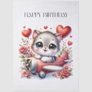 Kitten Pilot Birthday Tissue Paper