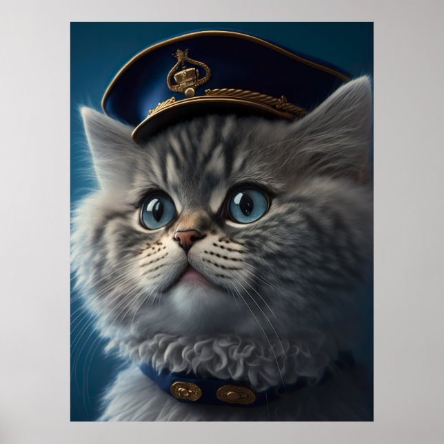 Kitten Pilot Captain Poster (Front)
