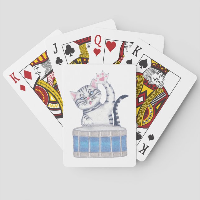 Kitten Playing a Drum Playing Cards (Back)