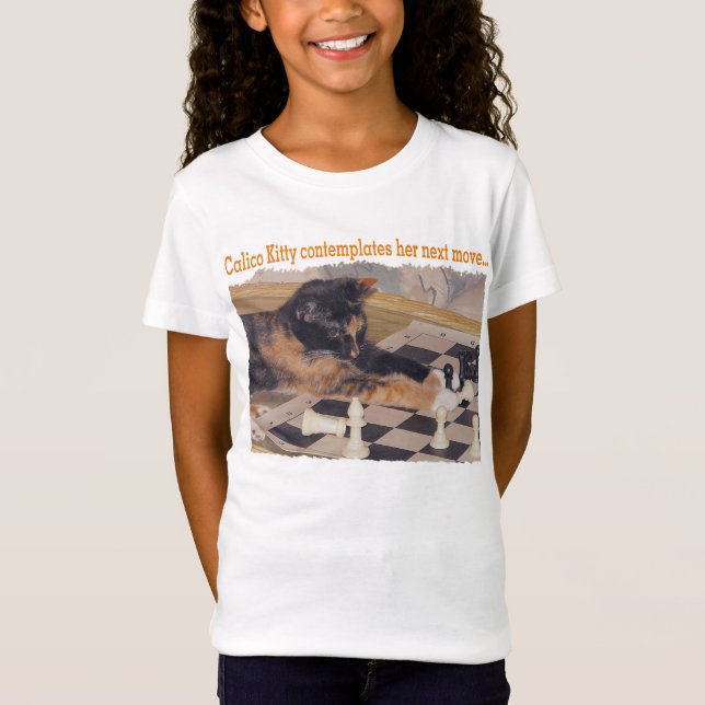 Kitten Playing Chess T-Shirt (Front)