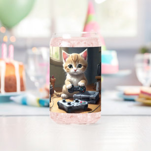 Kitten Playing Gaming Console, Can Glass