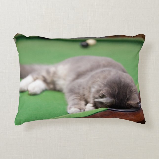 Kitten Playing Pool Decorative Cushion (Front)