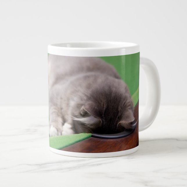 Kitten Playing Pool Large Coffee Mug (Front Right)