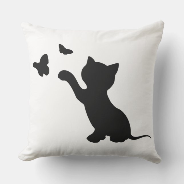 KITTEN PLAYING WITH BUTTERFLIES CUSHION (Front)
