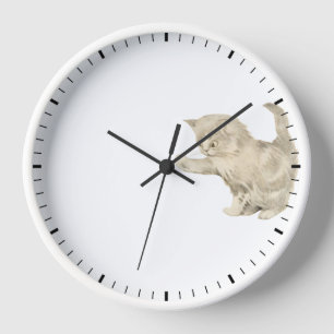 Kitten Playing with Clock Hands - Cat Clock