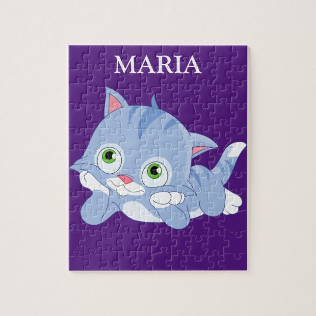 Kitten puzzle with personalised child name. (Vertical)