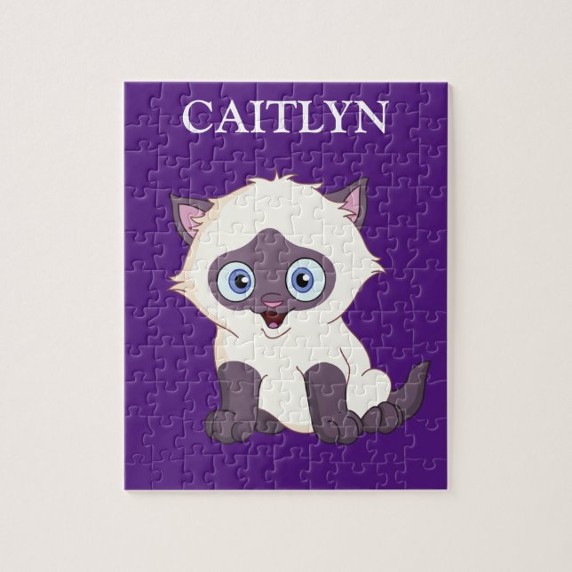 Kitten puzzle with personalised child's name. (Vertical)