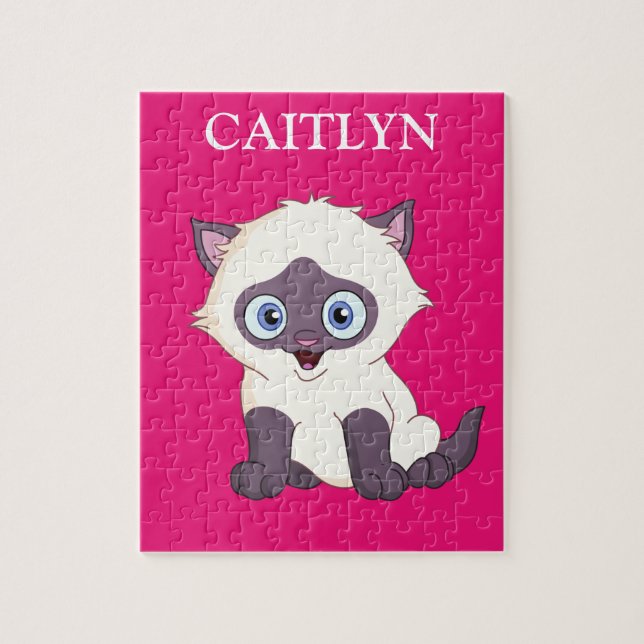 Kitten puzzle with personalised child's name. (Vertical)