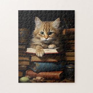 Kitten Resting on Books Jigsaw Puzzle