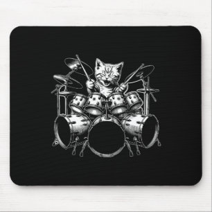 Kitten Rock Band Funny Kitty Drummer Cat Playing D Mouse Mat