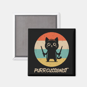 Kitten Rock Band Funny Percussionist Cat Playing  Magnet