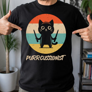 Kitten Rock Band Funny Percussionist Cat Playing T-Shirt