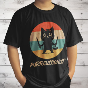 Kitten Rock Band Funny Percussionist Cat Playing T-Shirt