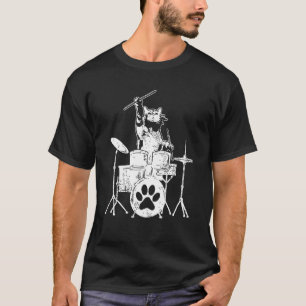 Kitten Rockstar Cat Playing Drums Drummer T-Shirt