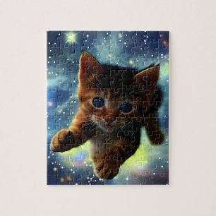 Kitten Running In Space Jigsaw Puzzle
