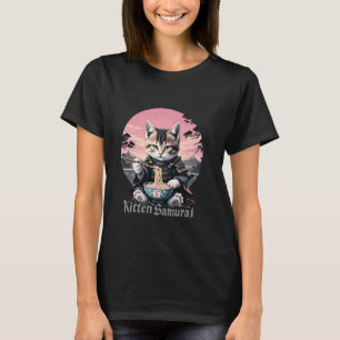 Kitten Samurai Ramen Japanese Art Ninja Warrior T-Shirt