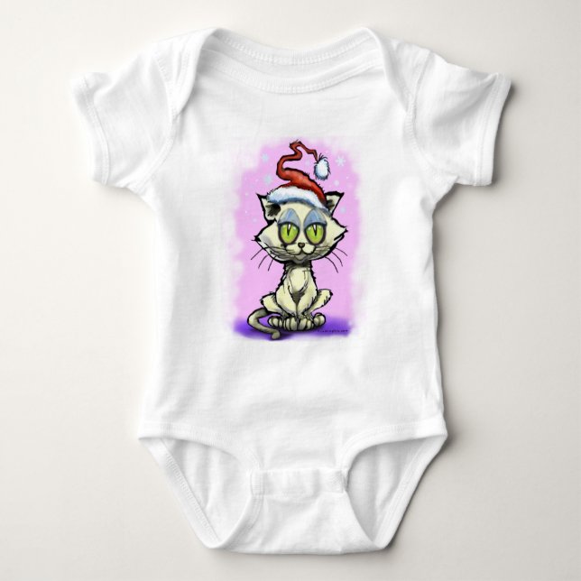 Kitten Santa Hat Baby Bodysuit (Front)
