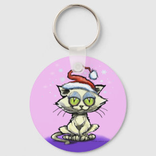 Kitten Santa Hat Key Ring