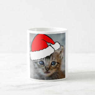 Kitten santa hat mug