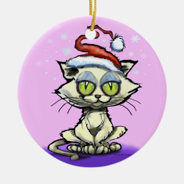 Kitten Santa Hat Ornament (Front)