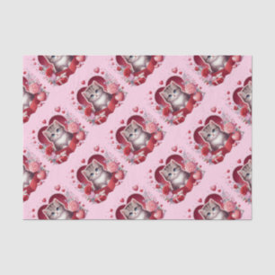 Kitten Sitting in Box With Flowers and Gifts Tissue Paper