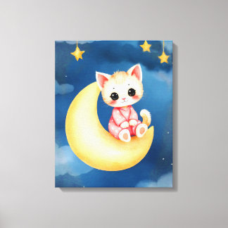Kitten Sitting on the Moon Canvas Print