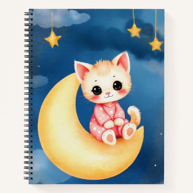 Kitten Sitting on the Moon Notebook (Front)