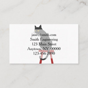 kitten sitting on wooden stool - Choose back color Business Card