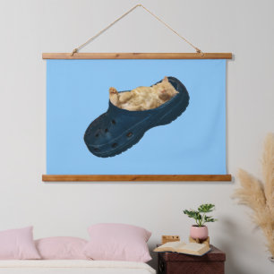 Kitten Sleeping In A Croc Shoe, Wall Hanging Hanging Tapestry